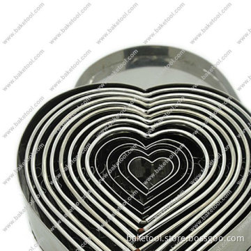 12pcs metal Heart shape cutters with fluted edge